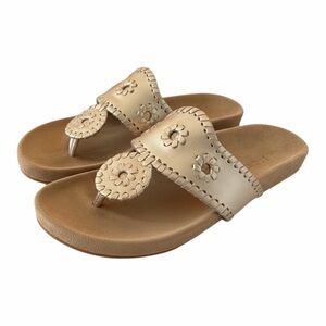 Jack Rogers Jacks Comfort Sandal Gold Metallic Leather Thong Size 6M NIB